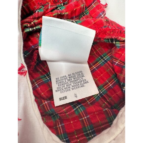 OshKosh BGosh 1980s Toddler Size 4 Red Plaid Cotton Dress Embroidered Collar - Picture 5 of 10